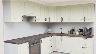 Кухня угловая Пастель ваниль 1224 Квадро